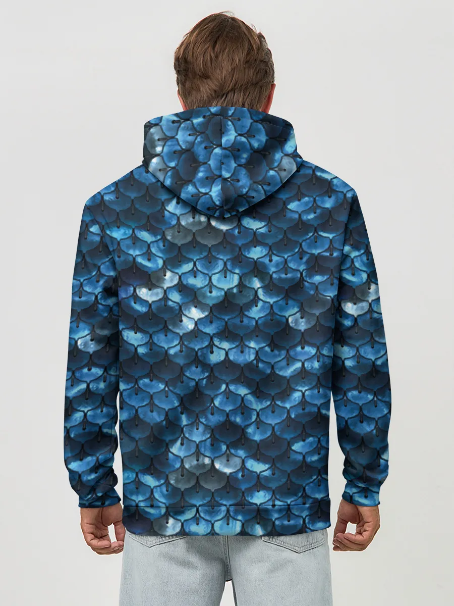 Худи мужской база хлопок / Синяя чешуя