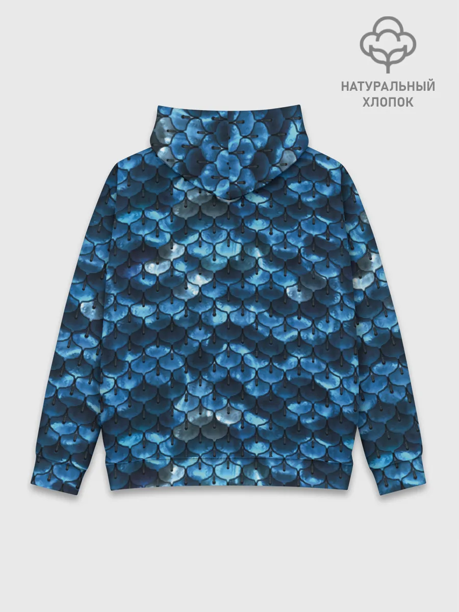 Худи мужской база хлопок / Синяя чешуя