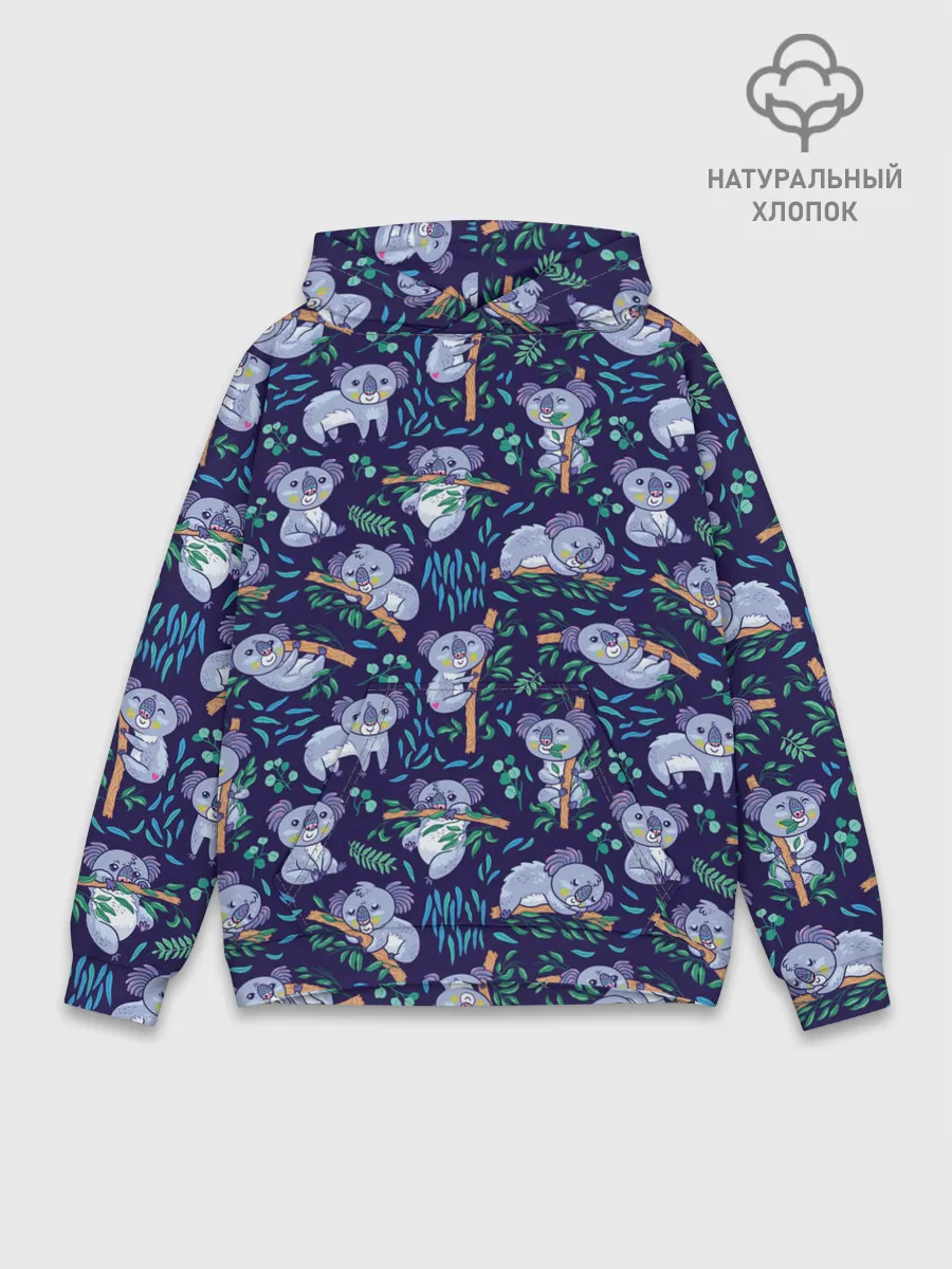 Худи мужской база хлопок / Фиолетовые коалы