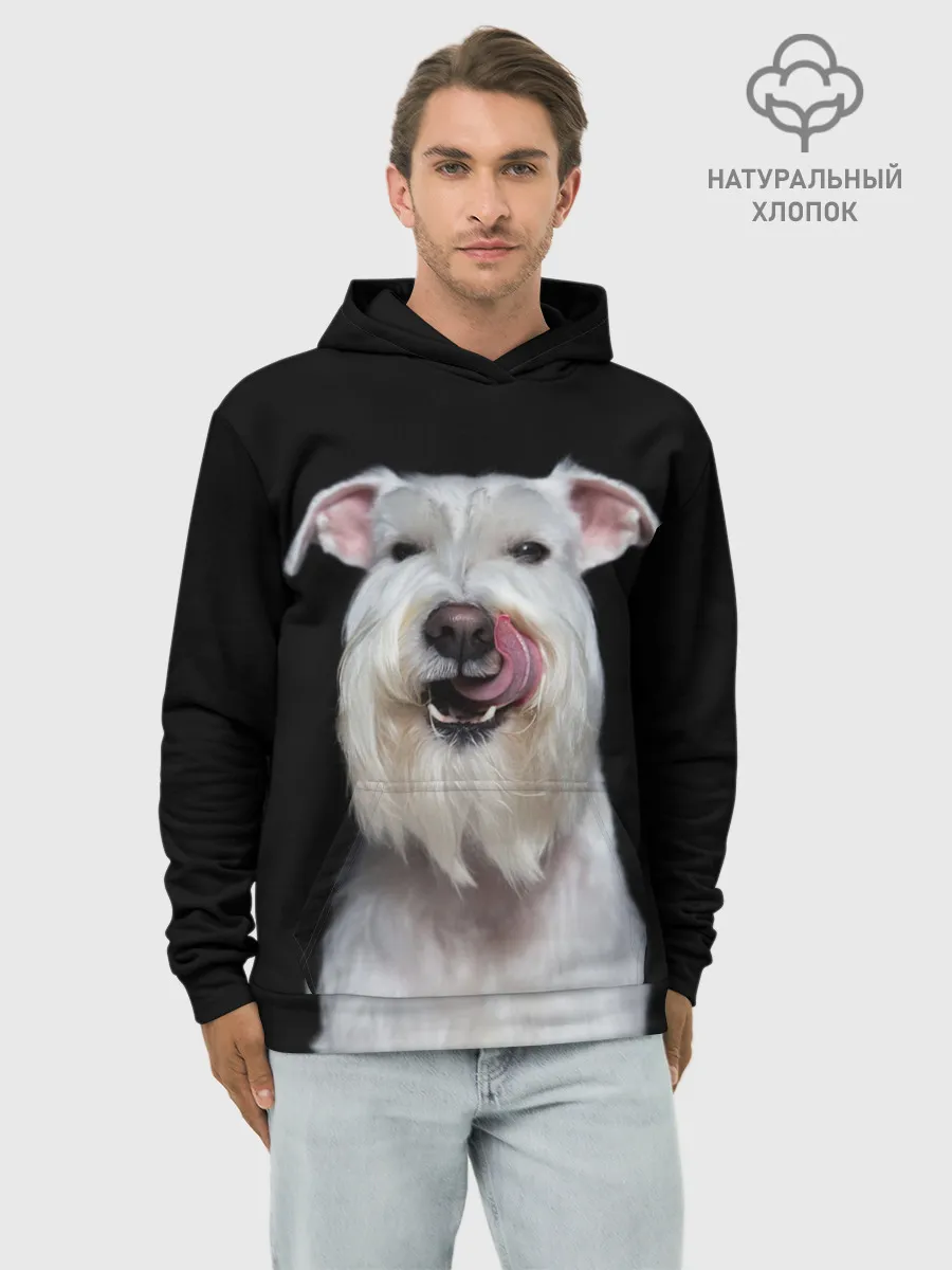 Худи мужской база хлопок / Белый шнауцер