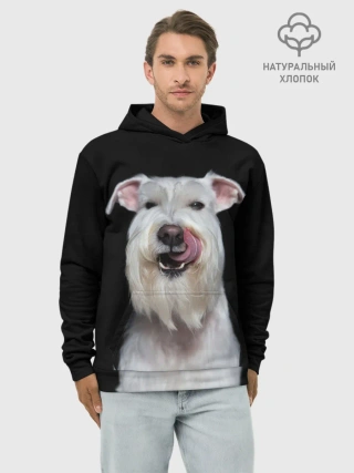 Худи мужской база хлопок / Белый шнауцер