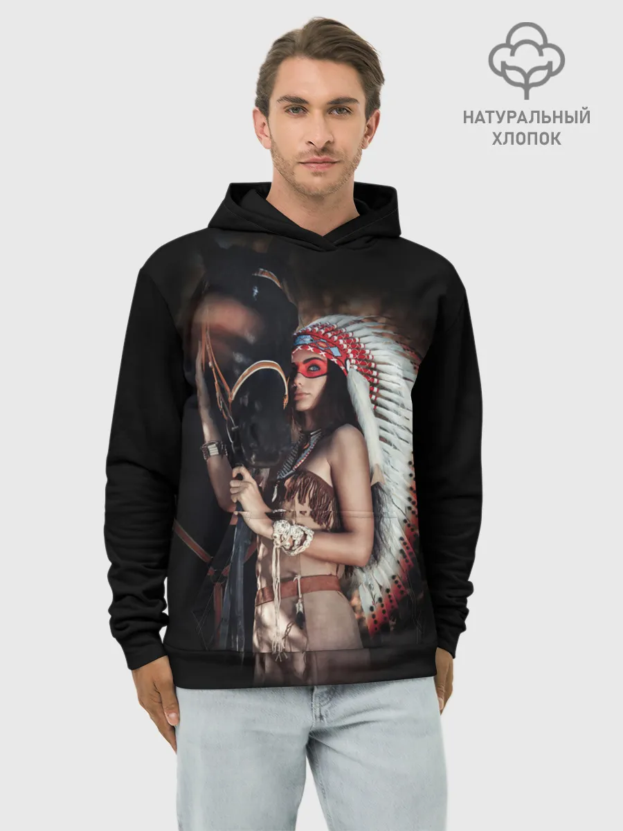 Худи мужской база хлопок / Девушка с лошадью