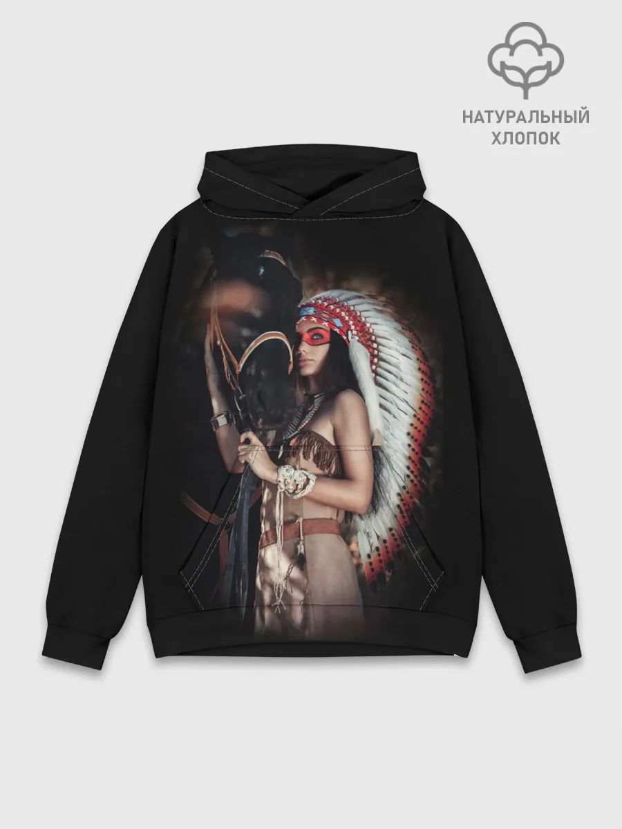 Худи мужской база хлопок / Девушка с лошадью