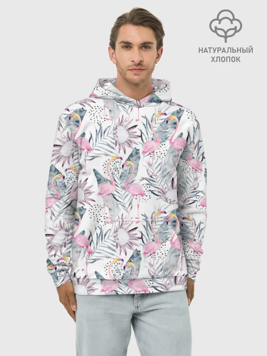 Худи мужской база хлопок / Фламинго