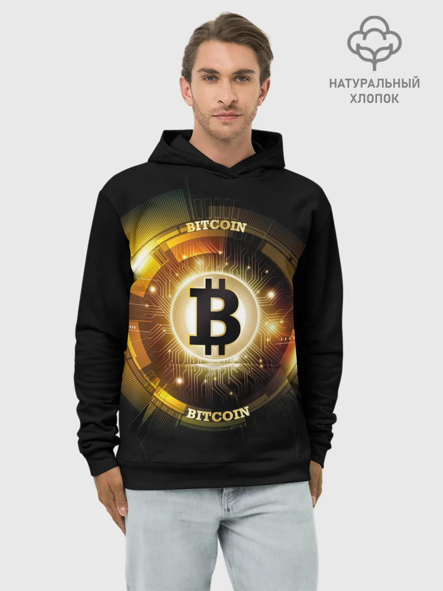 Худи мужской база хлопок / Золотой биткоин