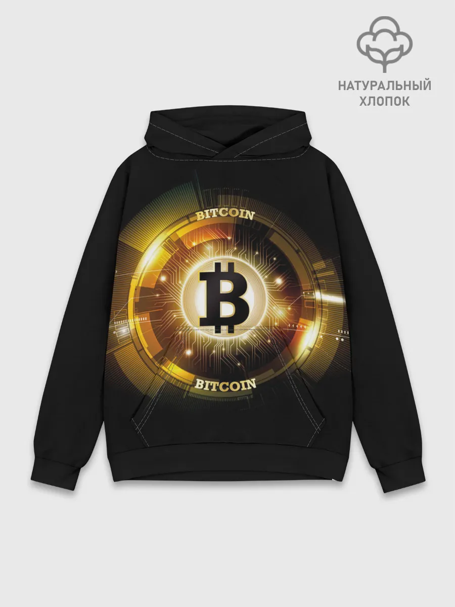 Худи мужской база хлопок / Золотой биткоин