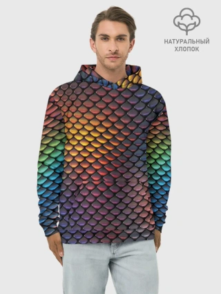 Худи мужской база хлопок / Радужная чешуя