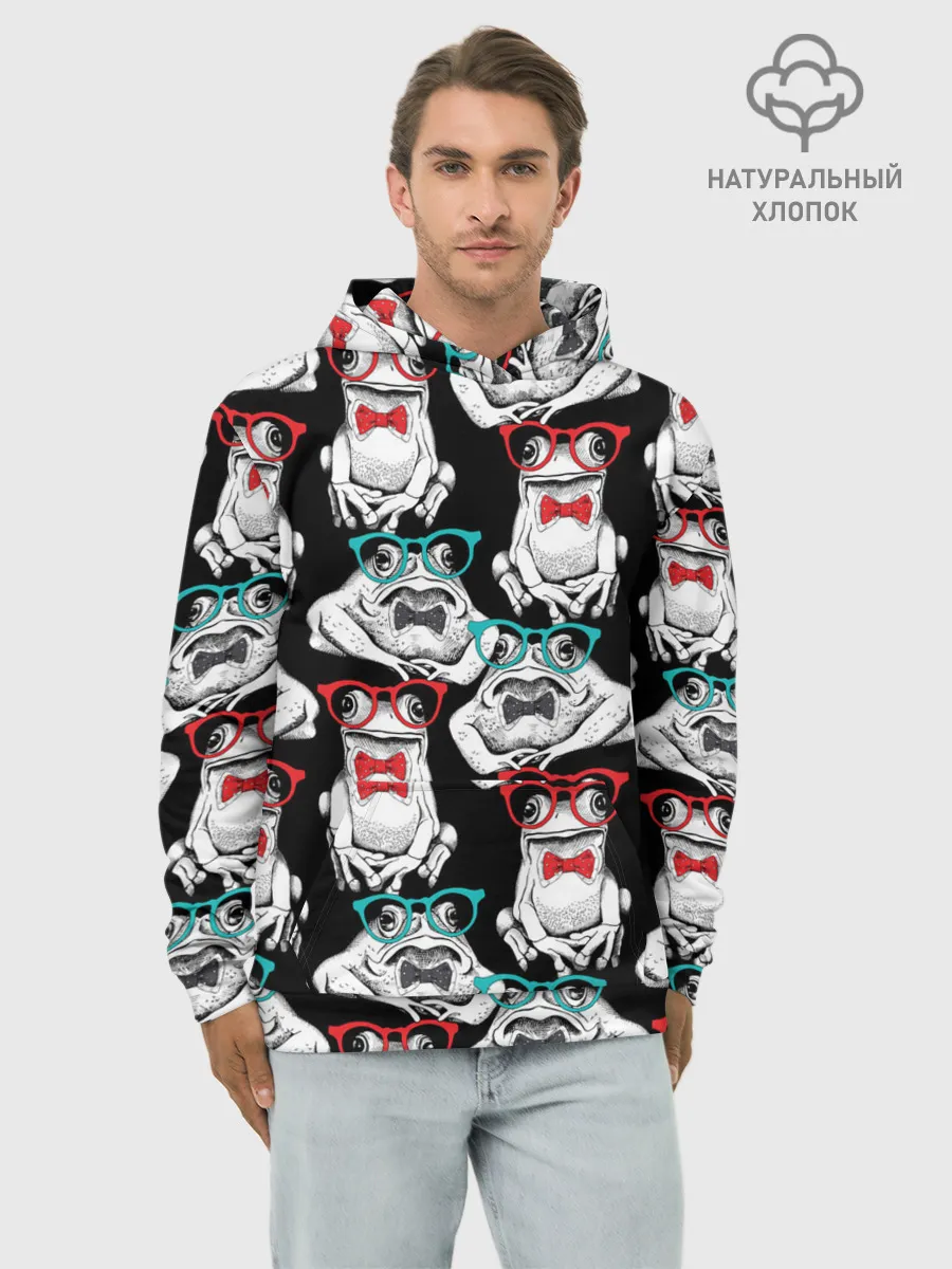Худи мужской база хлопок / Лягушки в очках