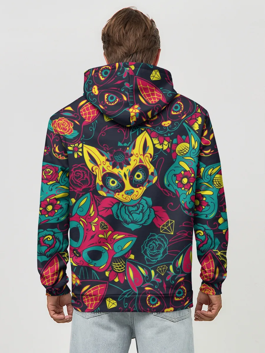 Худи мужской база хлопок / Кошачий День Мёртвых