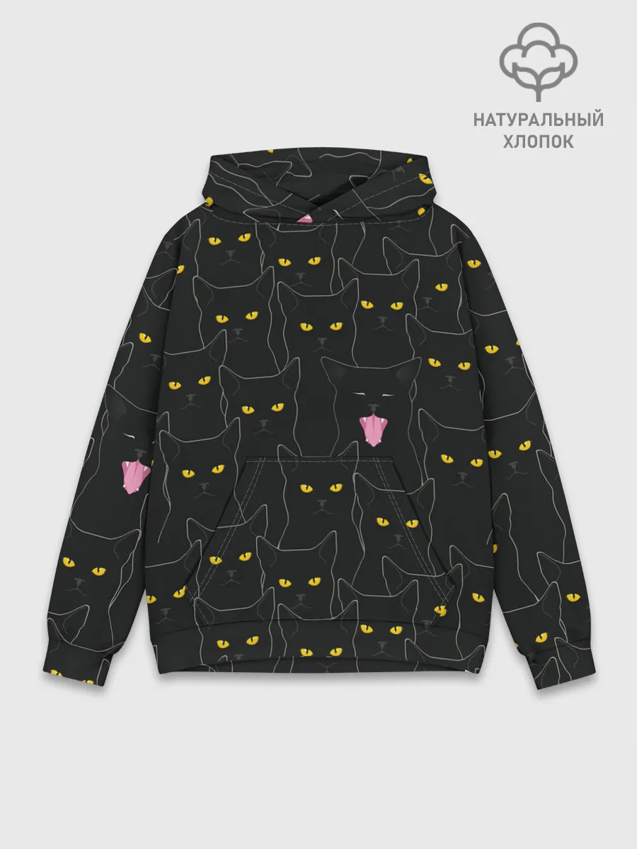 Худи мужской база хлопок / Чёрные коты