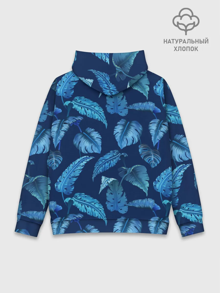 Худи мужской база хлопок / Листья. Ночные тропики