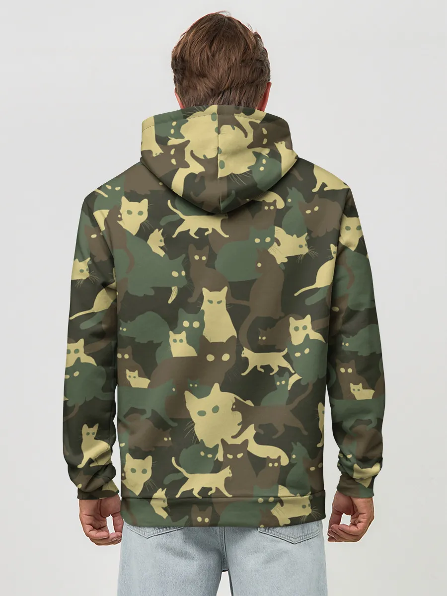 Худи мужской база хлопок / Кошачий камуфляж