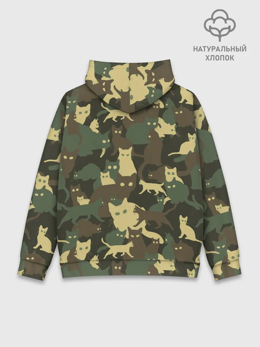 Худи мужской база хлопок / Кошачий камуфляж