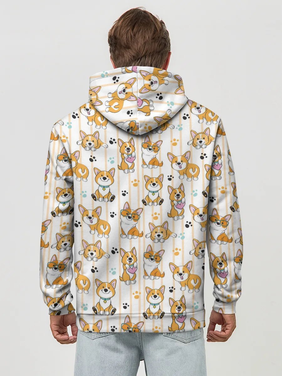 Худи мужской база хлопок / Вельш корги пемброк