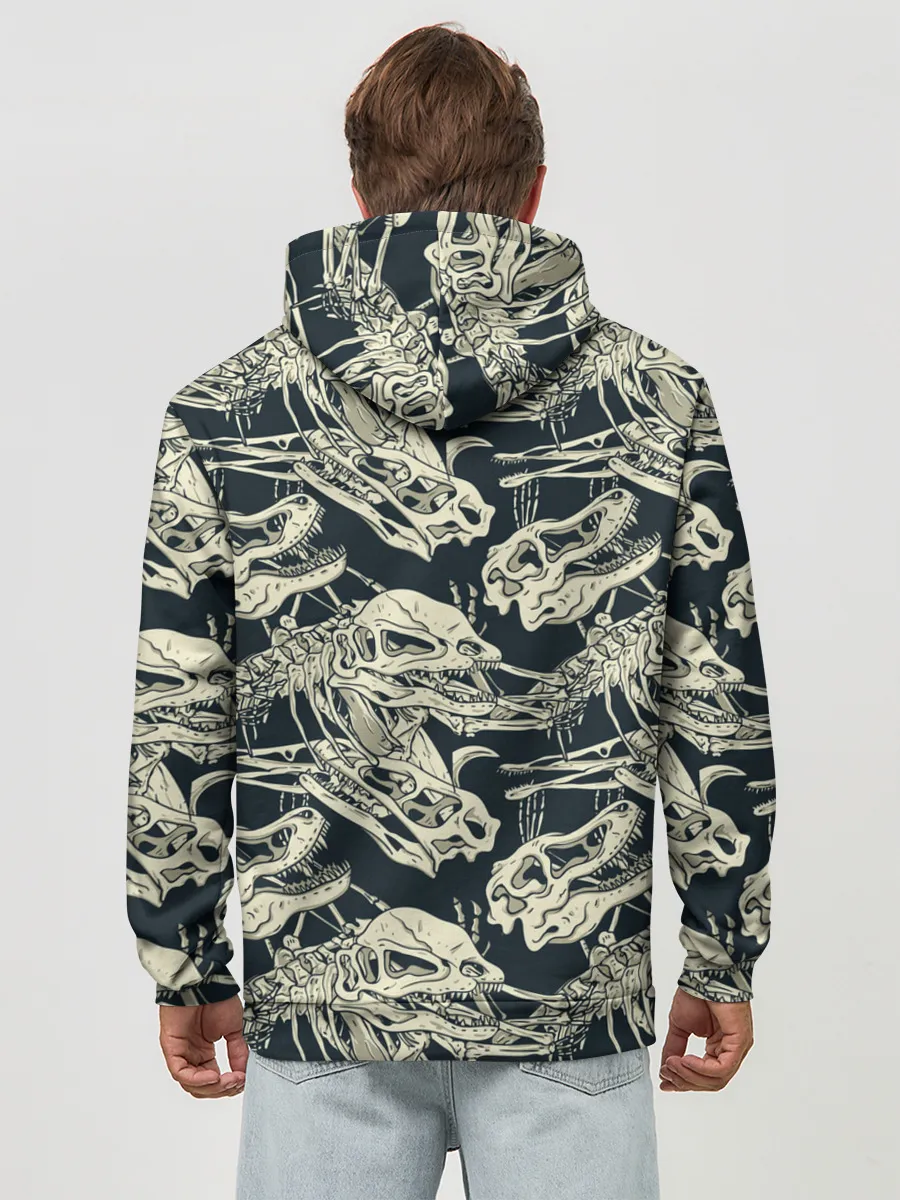 Худи мужской база хлопок / Черепа динозавров