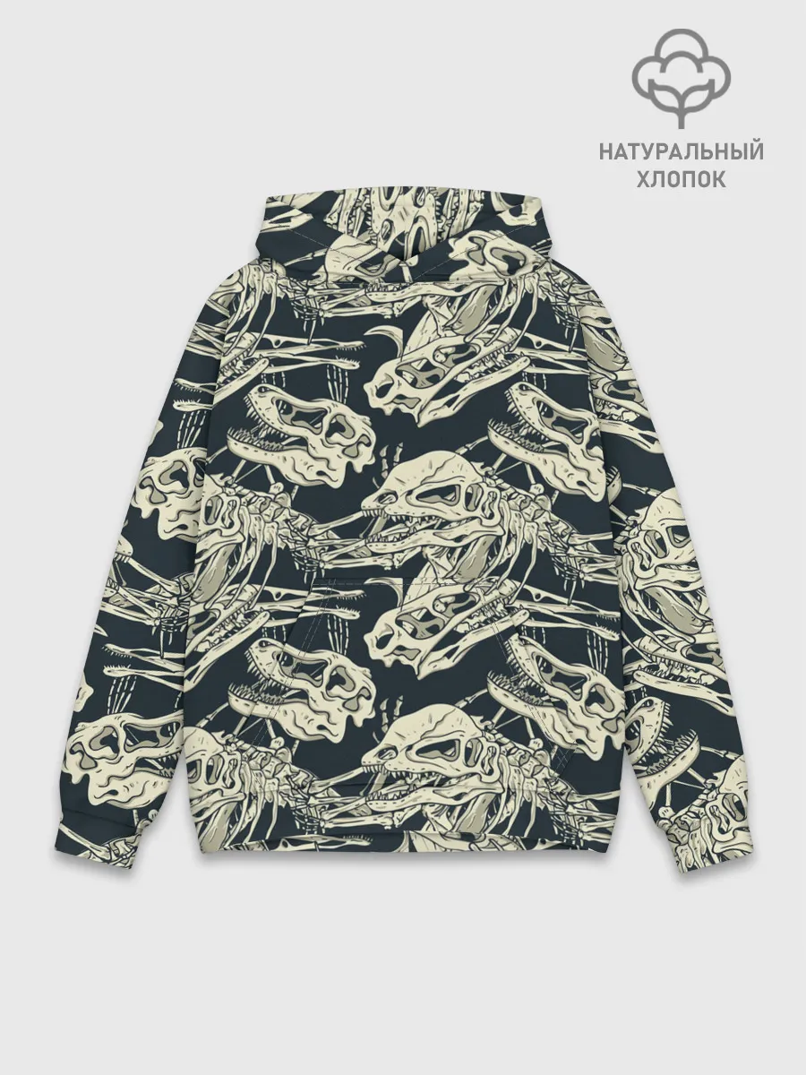 Худи мужской база хлопок / Черепа динозавров