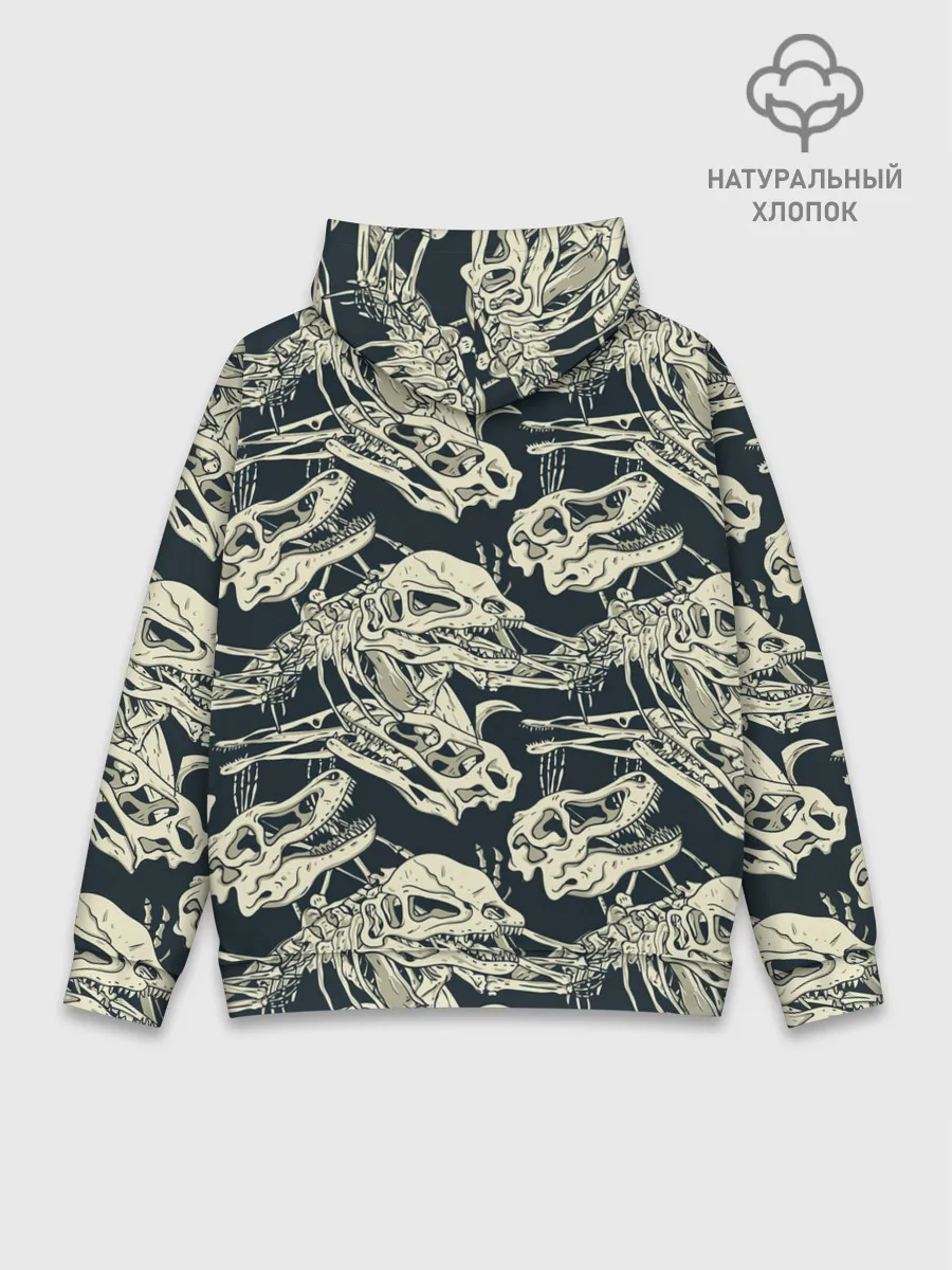Худи мужской база хлопок / Черепа динозавров