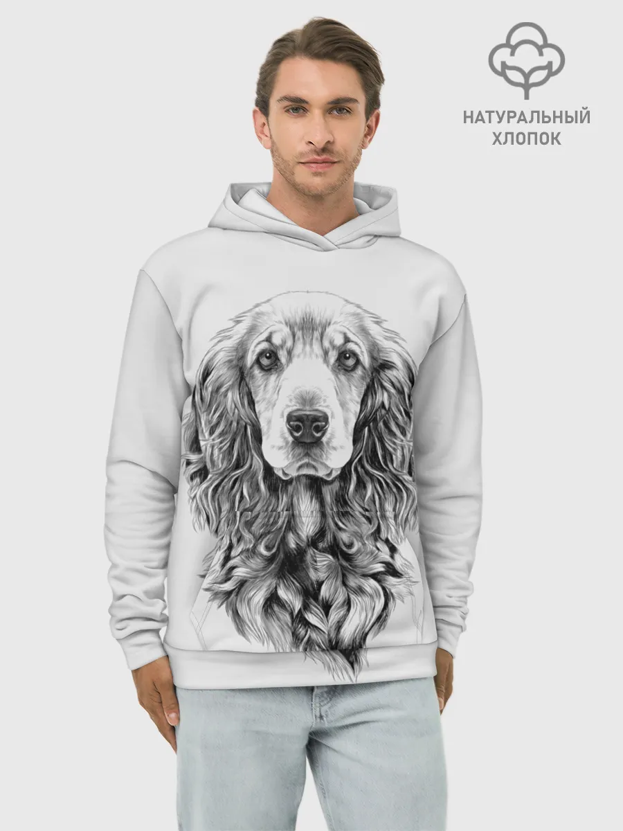 Худи мужской база хлопок / Кокер спаниель