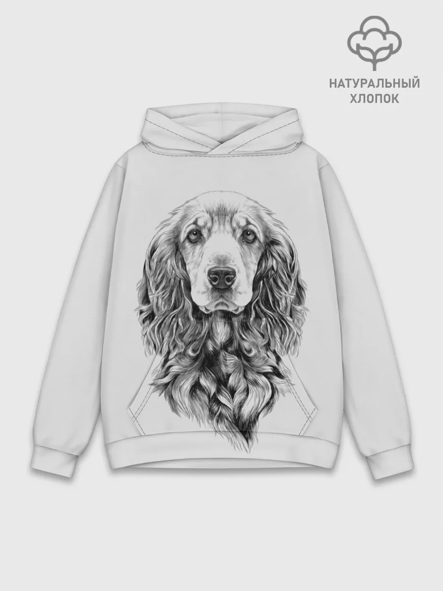 Худи мужской база хлопок / Кокер спаниель