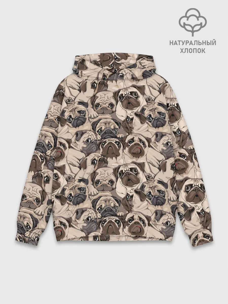 Худи мужской база хлопок / Мопсы