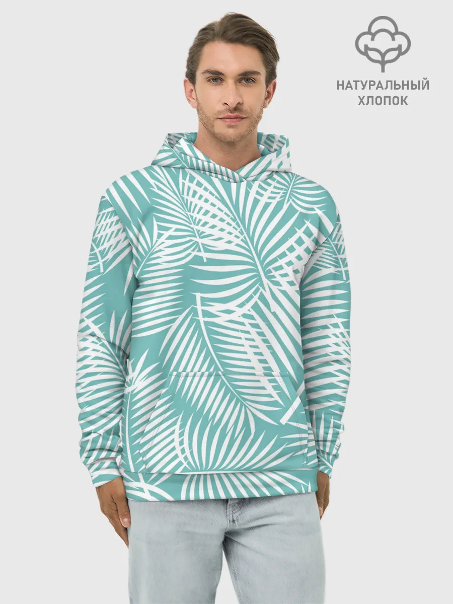 Худи мужской база хлопок / Листья Пальмы