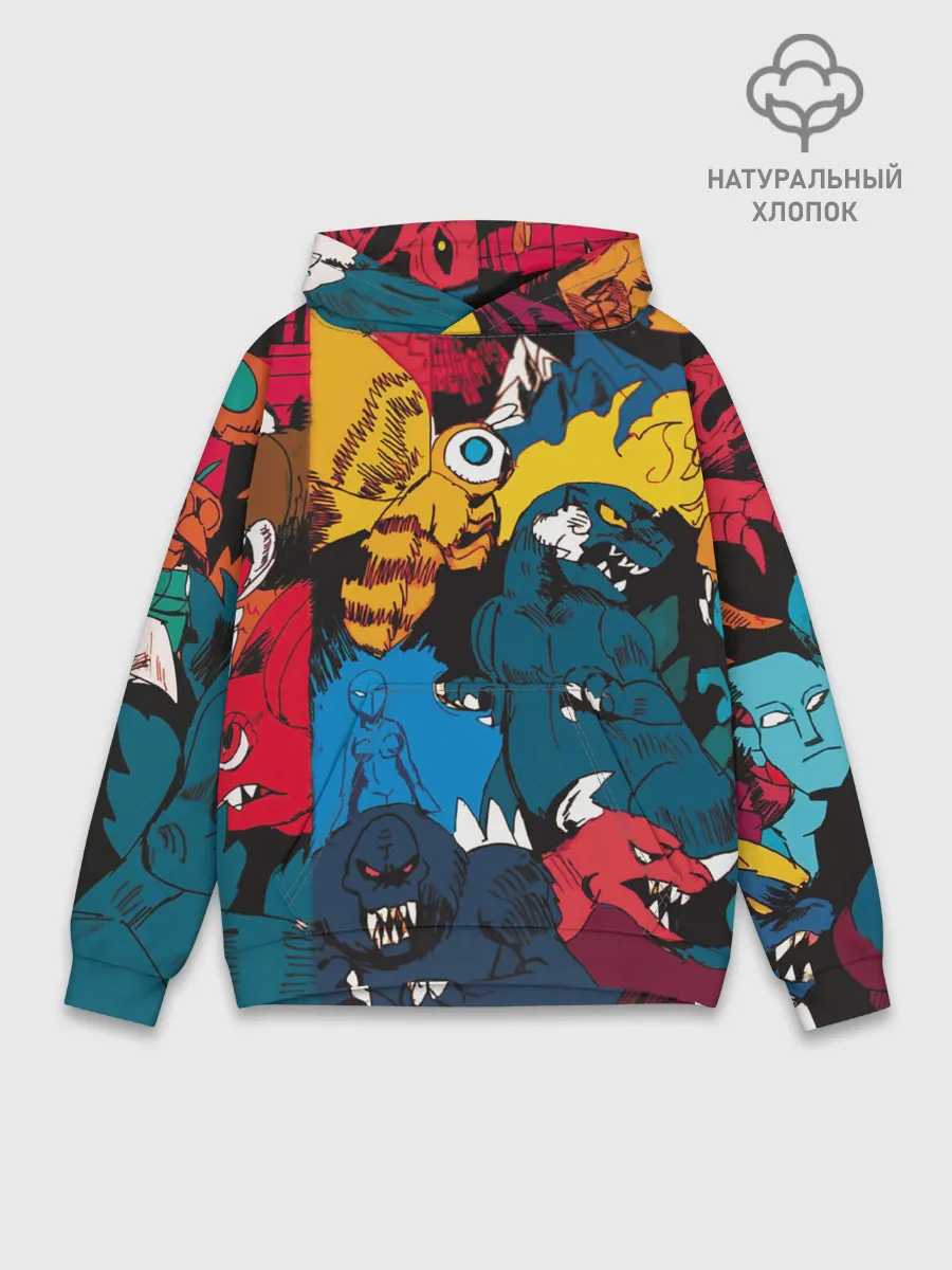 Худи мужской база хлопок / Годзилла