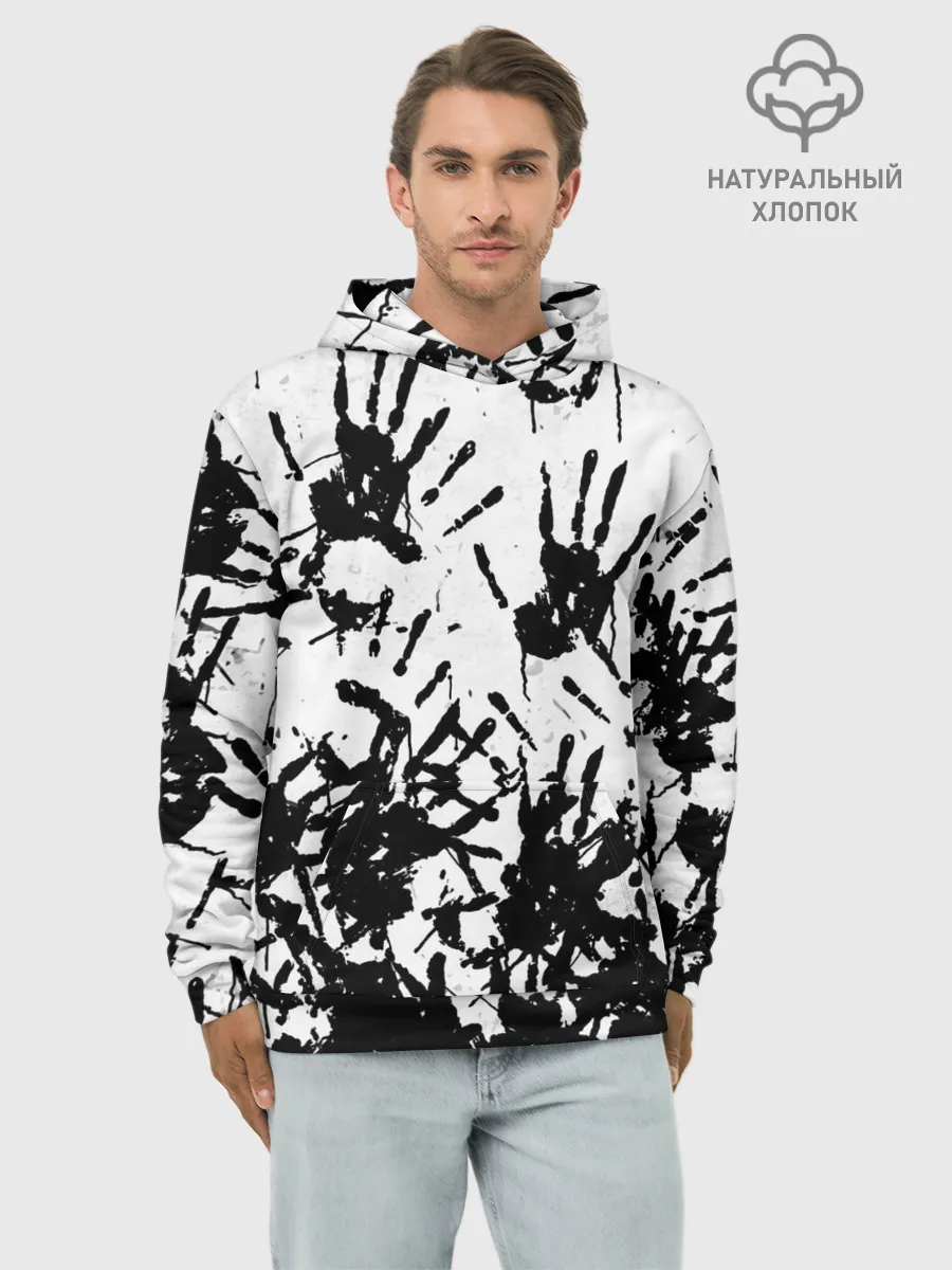 Худи мужской база хлопок / Отпечатки - DEATH STRANDING