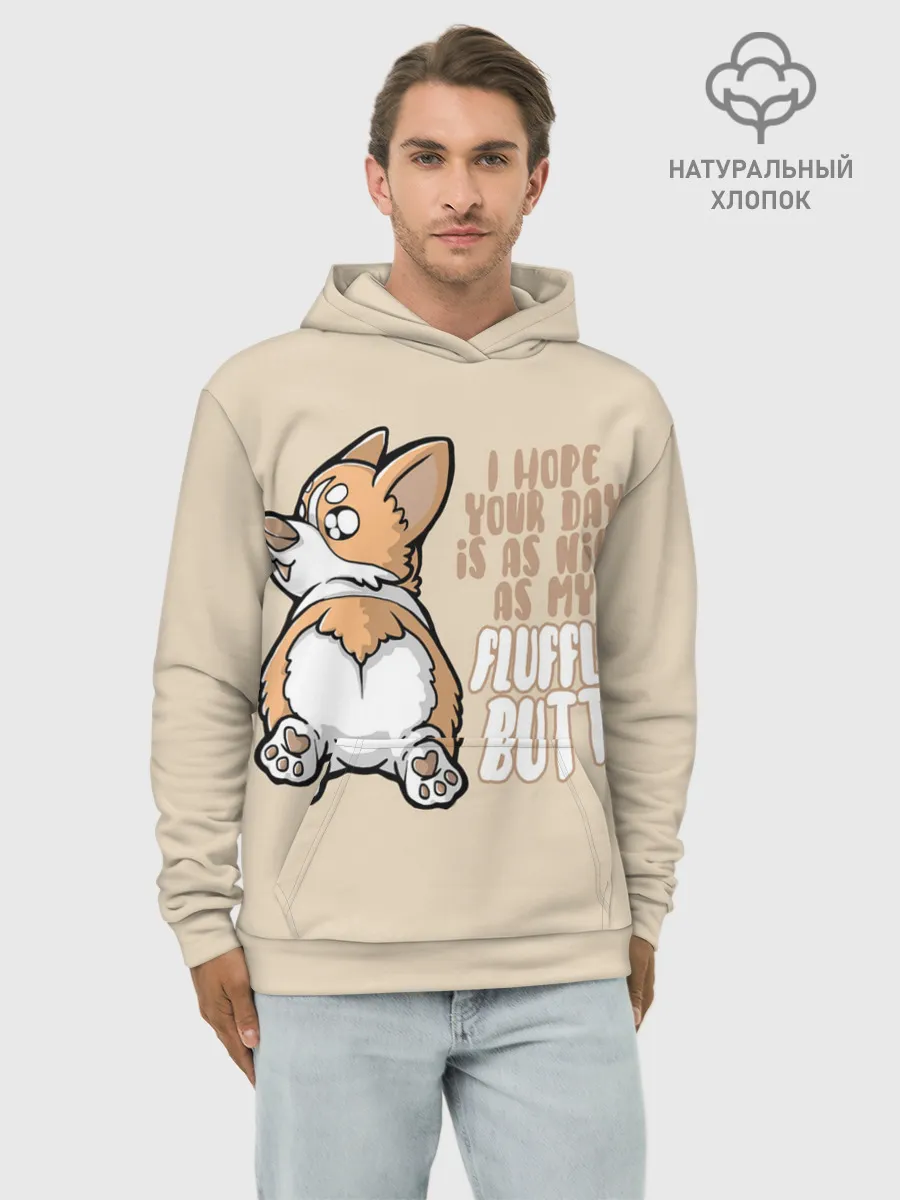 Худи мужской база хлопок / Милый Корги