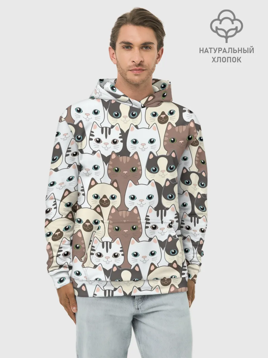 Худи мужской база хлопок / Котики