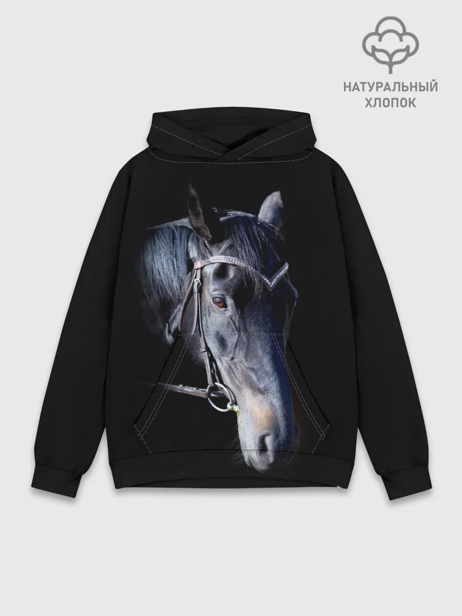 Худи мужской база хлопок / Конь вороной