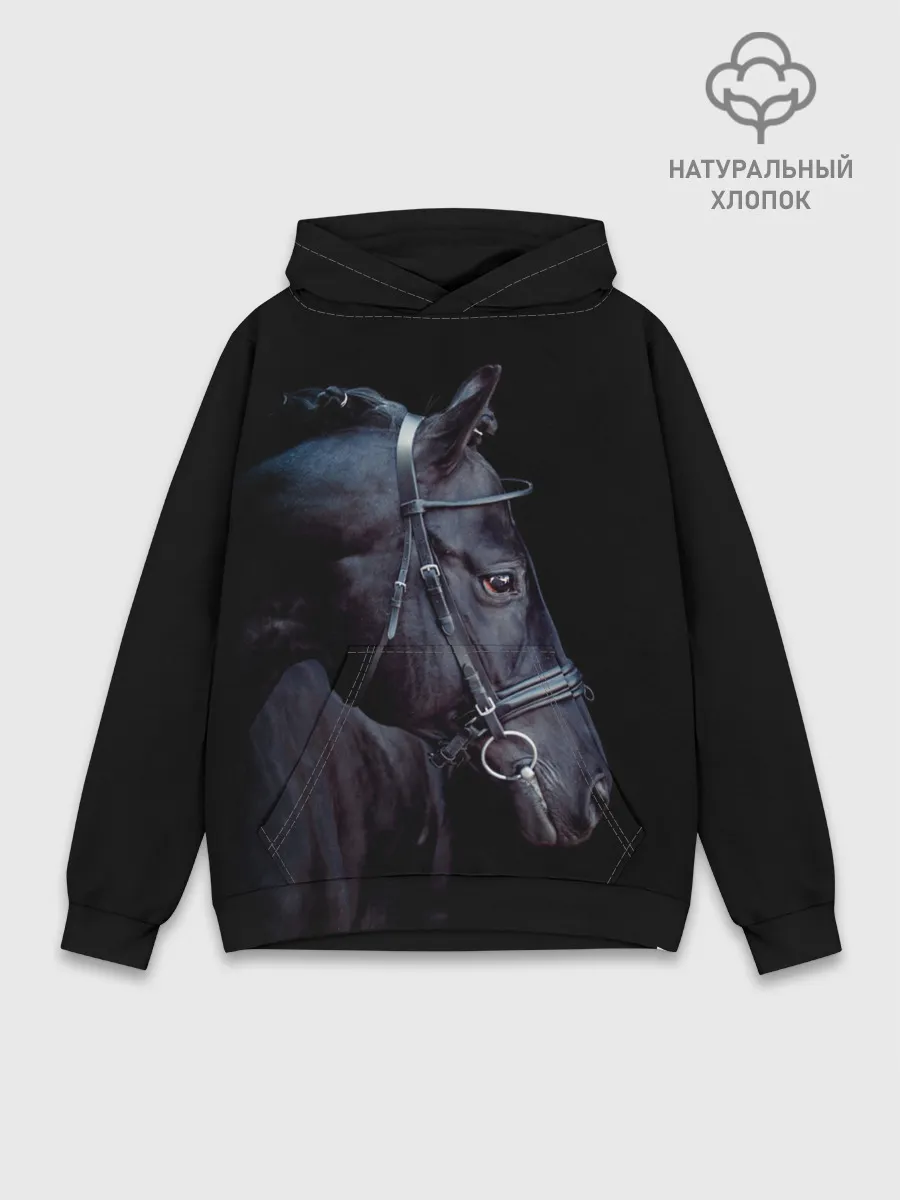 Худи мужской база хлопок / Конь вороной