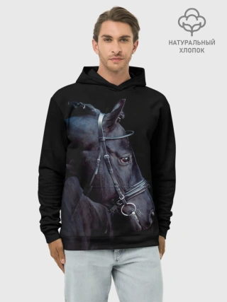 Худи мужской база хлопок / Конь вороной