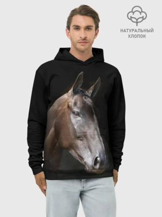Худи мужской база хлопок / Лошадь