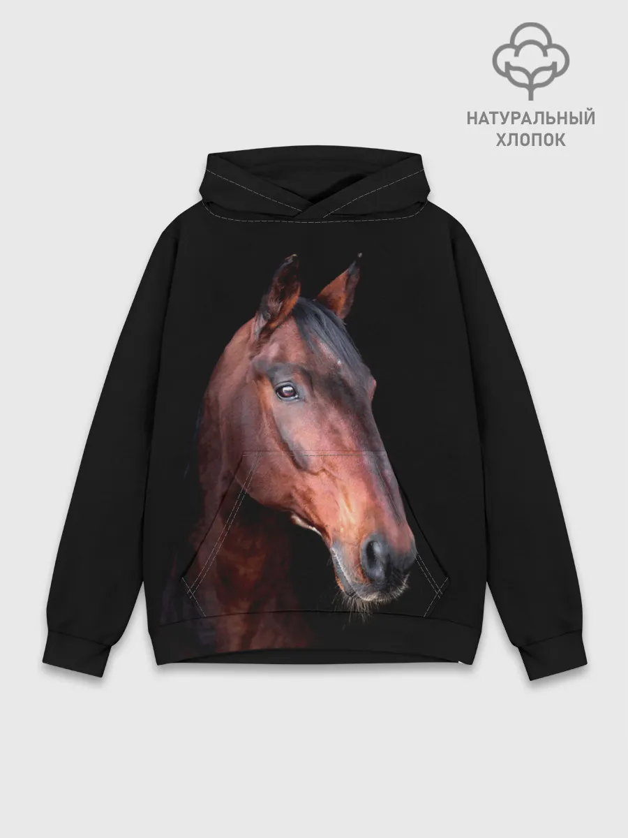 Худи мужской база хлопок / Гнедая лошадь