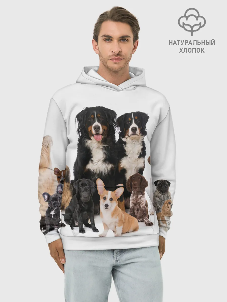 Худи мужской база хлопок / Породистые собаки
