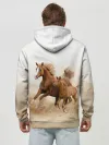 Худи мужской база хлопок / Лошадь с жеребенком
