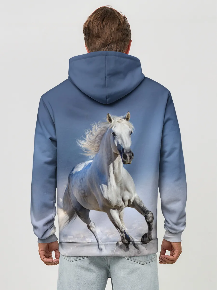 Худи мужской база хлопок / Белая лошадь