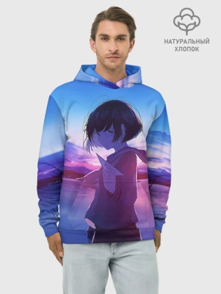 Худи мужской база хлопок / Anime Sunset