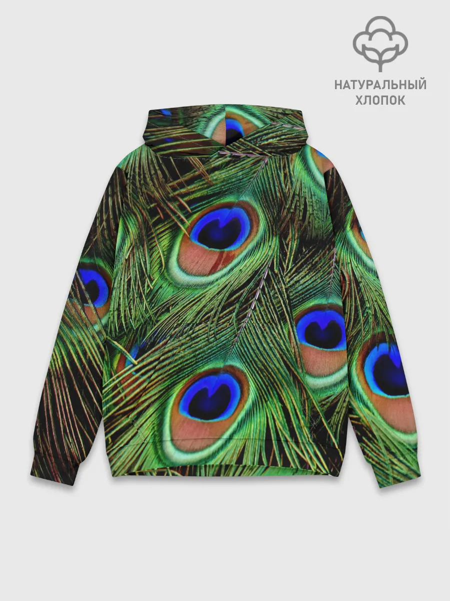 Худи мужской база хлопок / Перья павлина #1