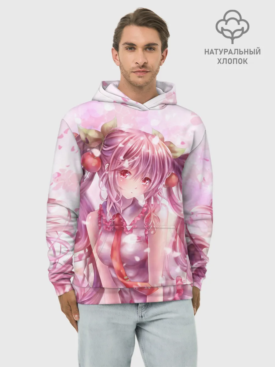 Худи мужской база хлопок / Ванильная Hatsune Miku