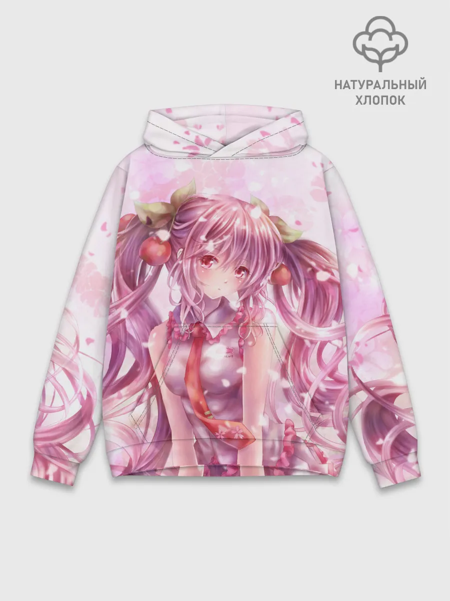 Худи мужской база хлопок / Ванильная Hatsune Miku