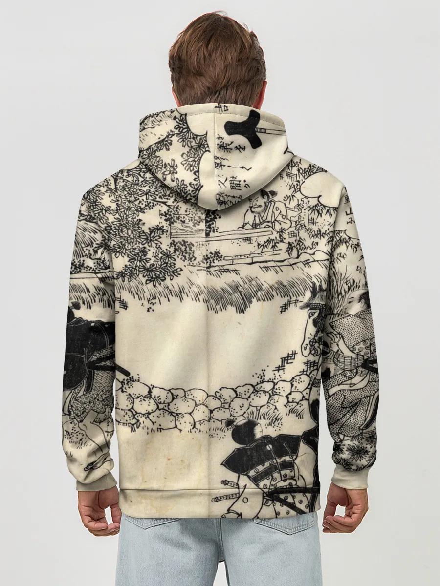 Худи мужской база хлопок / Японская гравюра