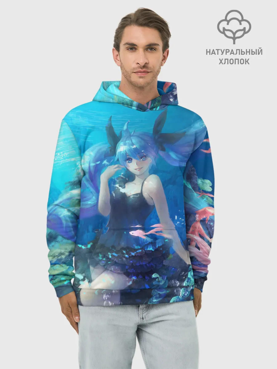 Худи мужской база хлопок / Подводная Хацуне Мику