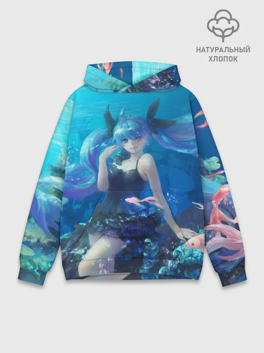 Худи мужской база хлопок / Подводная Хацуне Мику