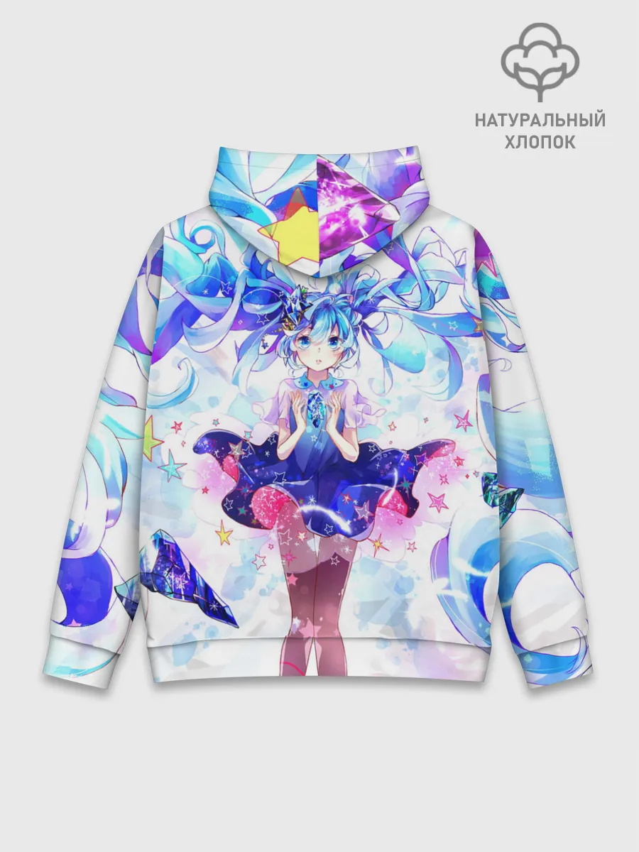Худи мужской база хлопок / Хацуне Мику на красочном фоне