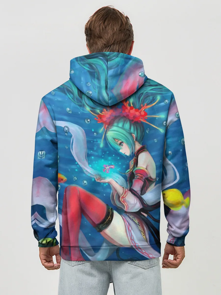 Худи мужской база хлопок / Hatsune Miku в чулках