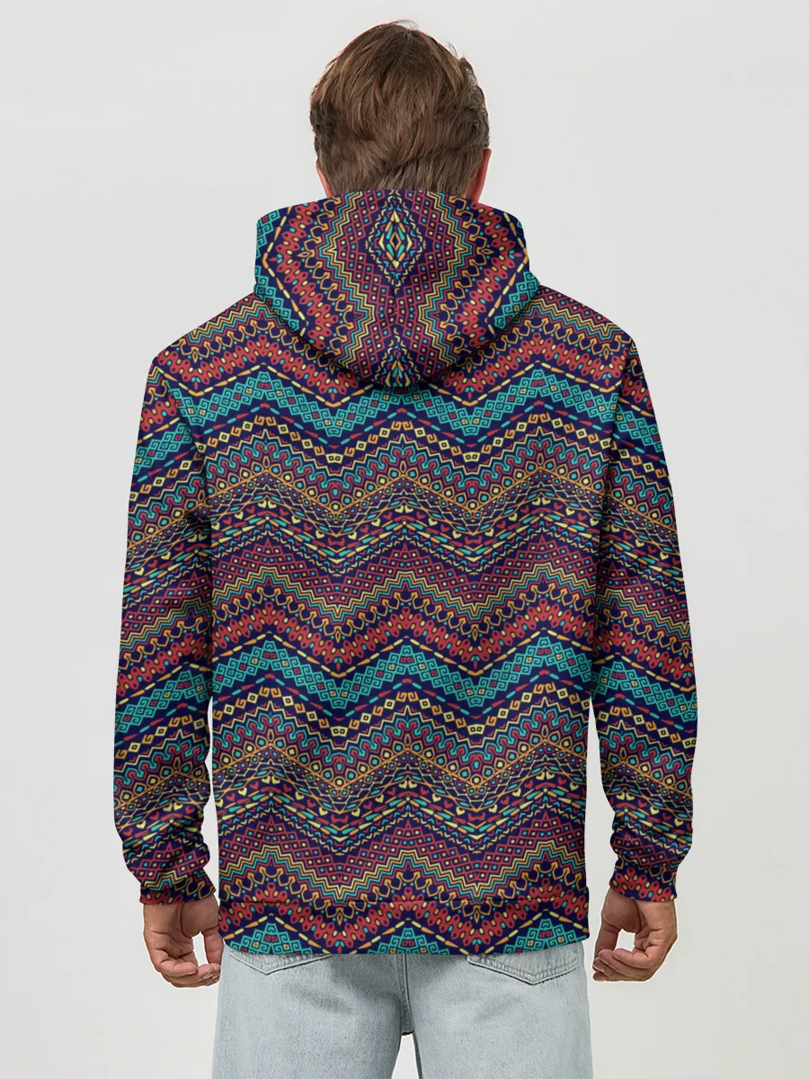 Худи мужской база хлопок / Африканский Орнамент 2