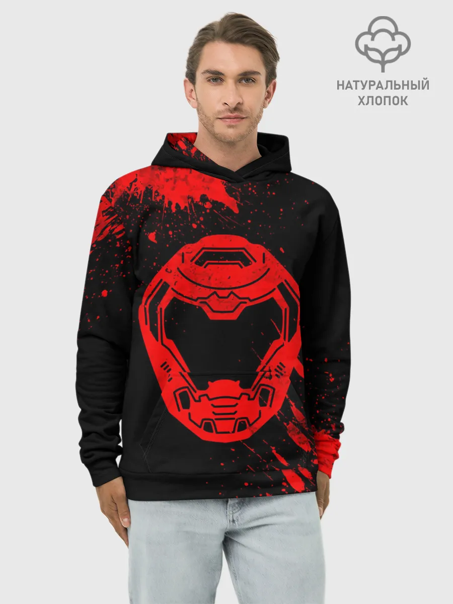 Худи мужской база хлопок / DOOM - Шлем