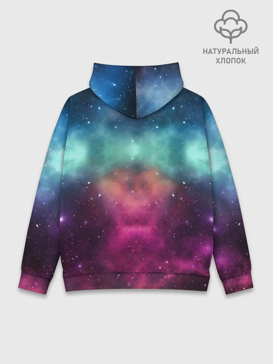 Худи мужской база хлопок / Кот с радугой и пиццей