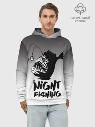 Худи мужской база хлопок / Рыба удильщик